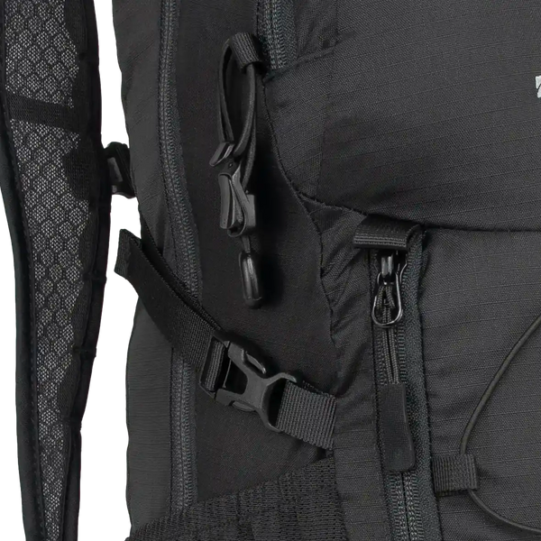 A view of zippers and plastics of the Ancash Packable Daypack by Deep Ascent.