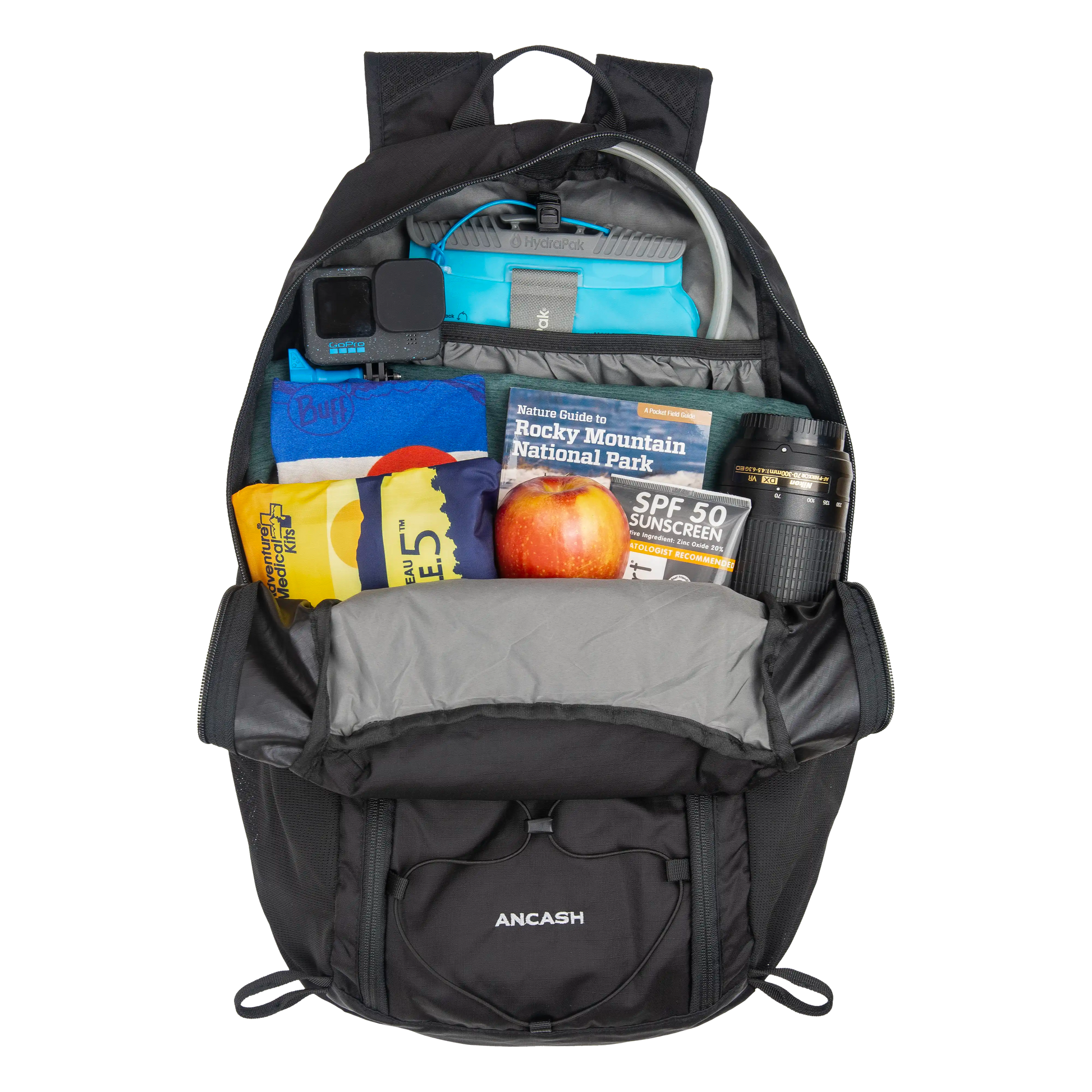 Ancash Packable Daypack - 26L Backpack for Hiking and Travel by Deep Ascent - Inside View