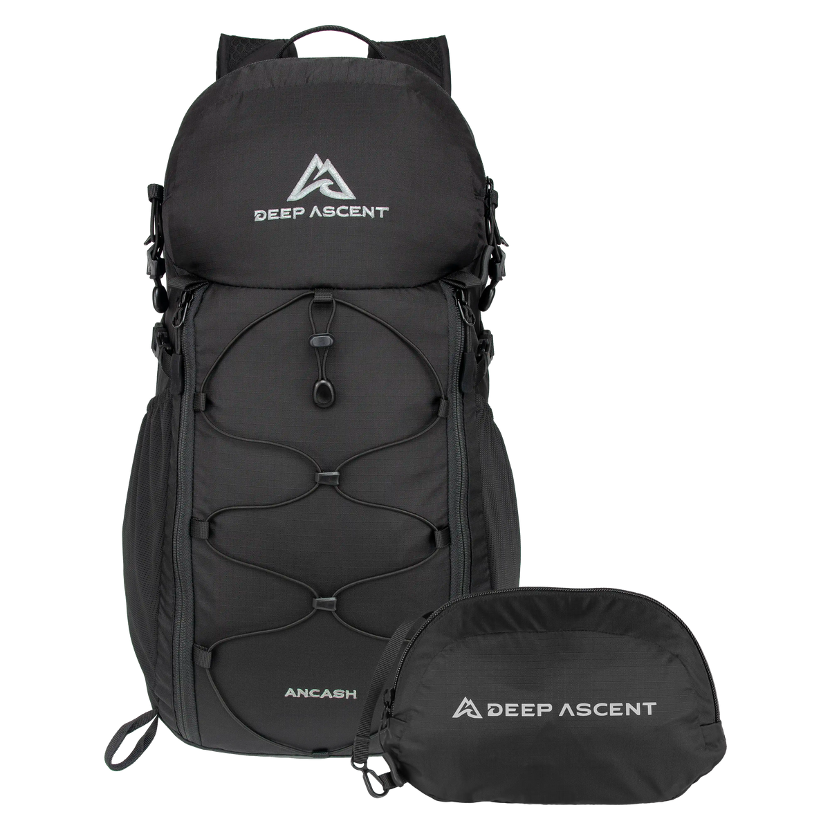 Front and packed views of the Ancash Packable Daypack.