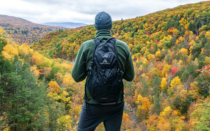 Durable packable hiking backpack with eco-friendly water resistance and hydration compatibility.