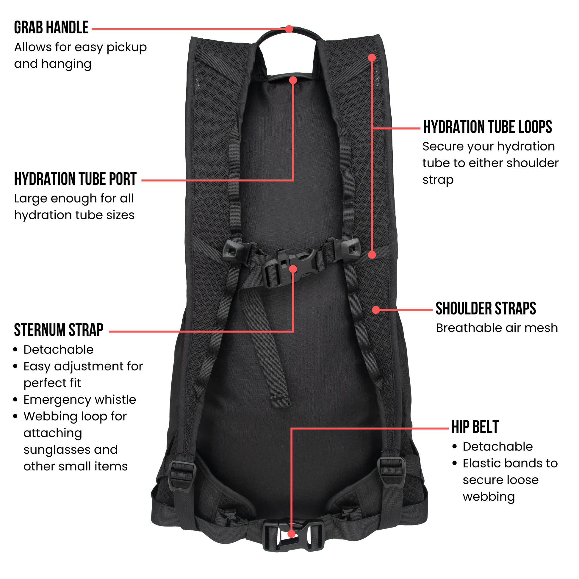 Ancash Packable Daypack – A 26L eco-friendly packable travel and hiking backpack with removable sternum strap and hip belt, hydration compatibility, and grab handle.