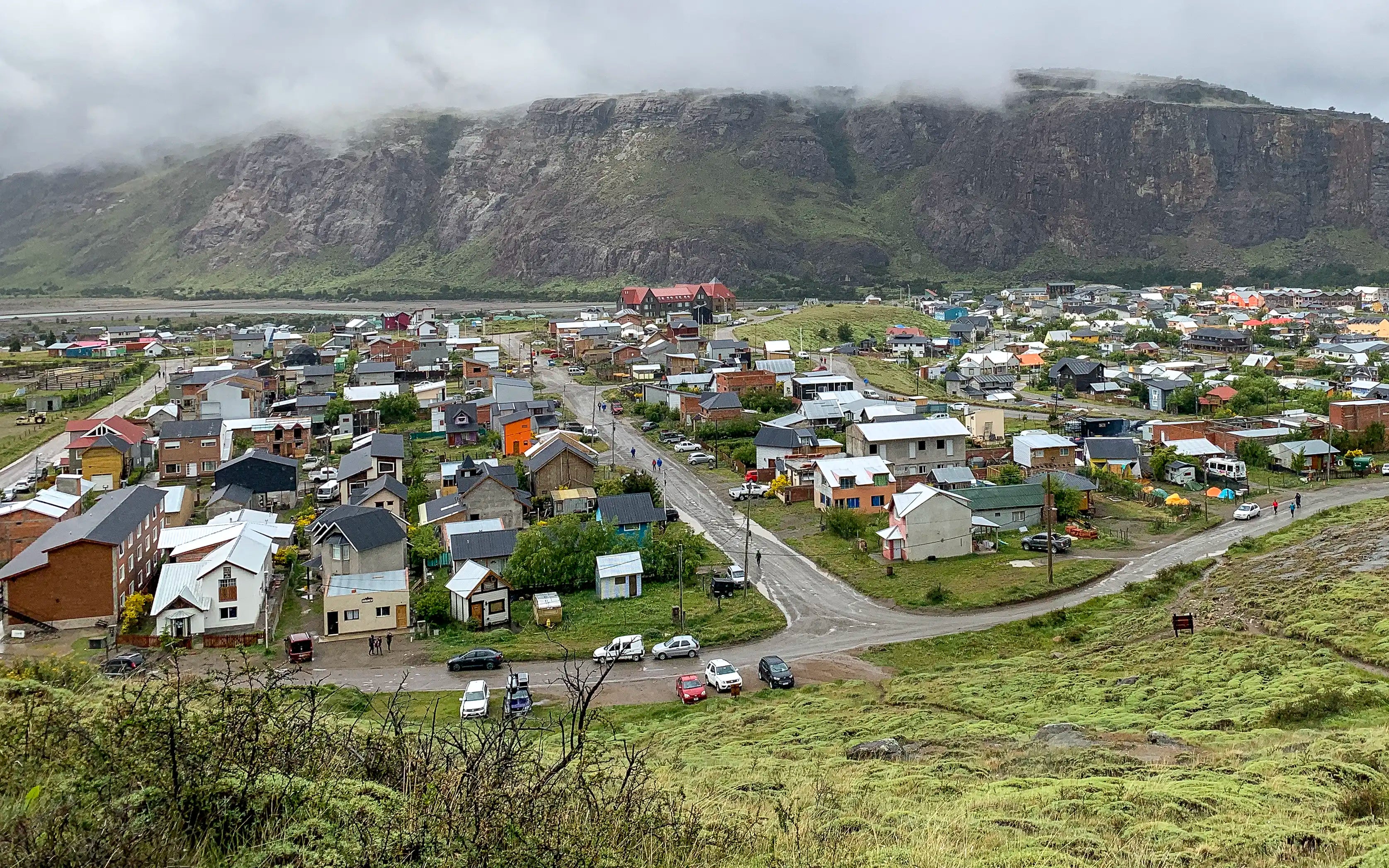 A hilltop view of  in El Chaltén, Argentina.